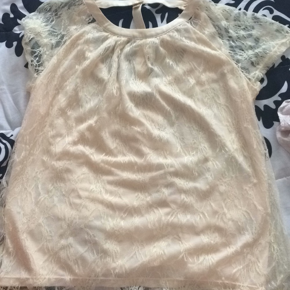 Lace, creme colored shirt